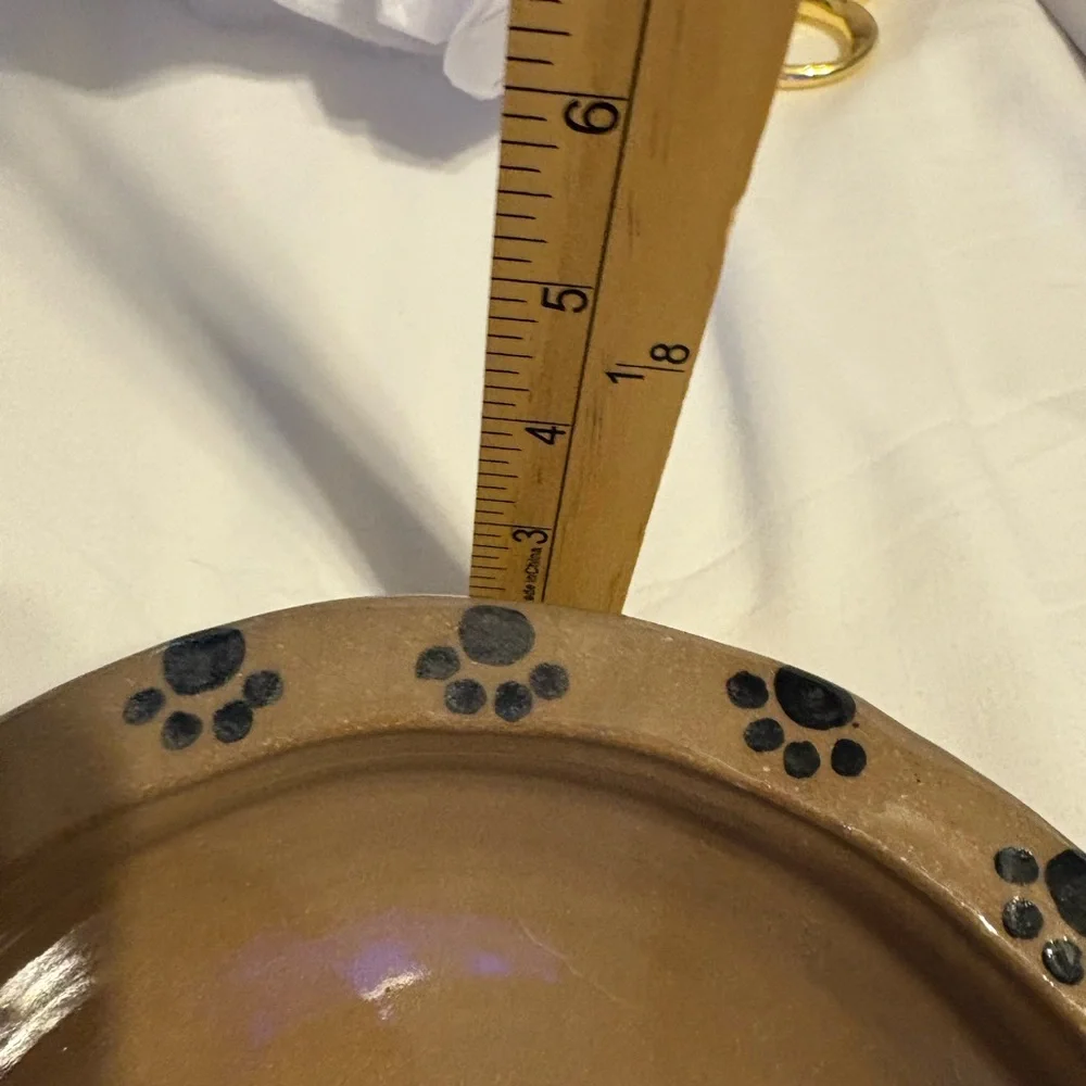 Stoneware Art Pottery-- grey and blue Dog Food Bowl
